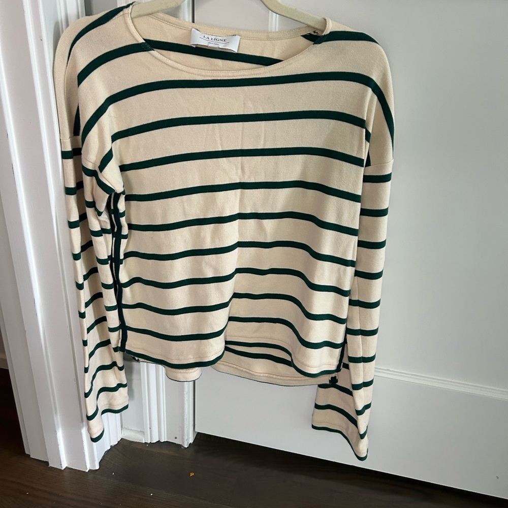 La Ligne XXS olive green and ivory shirt NWOT